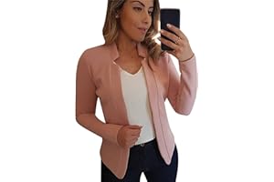 Yming Blazer Mit Kerbkragen Elegante Schmal Geschnittene Strickjacke Mit Offener Vorderseite Und