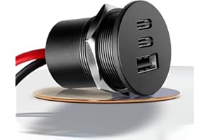 acegoo USB C Steckdose 12V Aluminium, Dual Typ C PD3.0 20W & QC3.0 18W, KFZ 12 Volt Buchse Dose Einbau Adapter für Wohnmobil Camper Auto Boot LKW Wohnwagen Jacht, 1 Stück