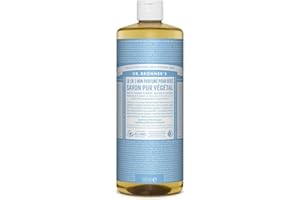 DR. BRONNER'S Dr. Bronner s 18-w-1 naturalne mydło w płynie, organiczne mydło w płynie, bez zapachu, żel pod prysznic, mydło do rąk, szampon i wiele innych, z ekologicznymi olejami, Fair Trade, 945 ml