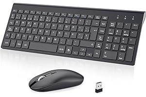 cimetech Combo Teclado y Ratón Inalambrico, 2.4G Español 2 en 1 USB Ultra Delgado Silencioso Mouse, para PC/Laptops/Ordenador/Escritori (Negro)