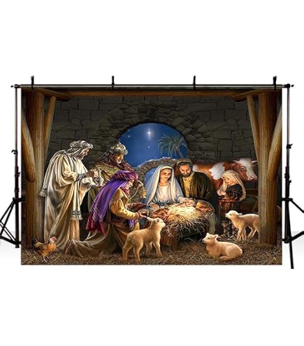 Weihnachtskrippen-Hintergrund – 3 X 2,4 M, Vinyl, Mit Ösen, Für Fotos & Dekoration