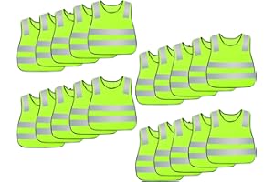AIEOE Lot de 20 Enfant Veste Gilet Réfléchissant sans Manches Gilet Fluorescent de Sécurité Fille Garçon Vélo Marche Cyclisme