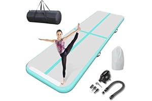 TRIOBLADE Inflatable Gymnastics Mat Tumble Track Gym Floor Mat 2M-6M Air Tumbling Training Track Thick 10cm with Electric Pump for Gymnastics Home Kids Tumble Training Yoga Water Pilates