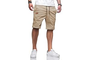 Jolicloth Mens Shorts Summer Cotton Casual Shorts with Drawstring Elastic Waist Pockets