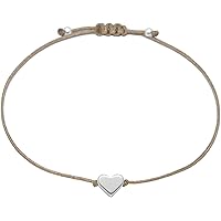 Selfmade Jewelry Armband Damen Herz Silber Handmade Makramee Armbändchen mit Herzchen Größenverstellbar Inkl. Geschenk-Verpac