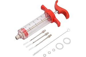 ZITFRI Seringue Alimentaire de Cuisine Injecteur Marinade 30ml avec 3 Aiguilles et 1 Brosse, Seringue a Saumure Injecteur de Viande pour Poulet Bœuf Dinde Viande Rôtis Barbecue