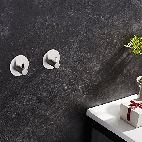 ZUNTO 4 Stück Selbstklebend Handtuchhaken Wandhaken Edelstahl Kleiderhaken Ohne Bohren - 4