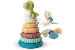 Fantocemea Jouet Bebe 7 Pièces Ensemble,Jouets de Dentition Montessori, Tour Empilable Bebe 6 Mois pour 6 12 18 Mois Bébé Cadeau