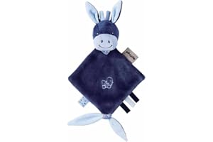 Nattou Pupazzetto fazzoletto mini Alex L'Asinello, Con portaciuccio, 30 x 20 x 5 cm, Alex e Bibou, Blu, 321136