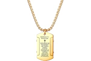 OIDEA Collana da Uomo Dog Tag in Acciaio Inox con Pendente Croce Bibbia(Inglese) alla Moda Regalo Perfetto Colore Oro