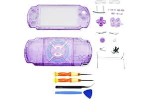 Hzxkqmil Guscio di Ricambio Custodia Completa per Sony PSP 3000 PSP3000 Console, Frontalino Coperchio Anteriore Posteriore con Set di Viti a Bottone (Viola Trasparente)
