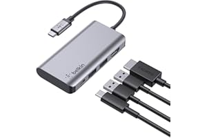Belkin Hub USB C, base adaptador multipuerto 4 en 1, Aluminio, 4 in 1