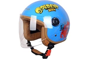 SJAPEX Casque pour Enfants Casque De Moto pour Enfants | Homologué ECE | Casque De Scooter pour Enfants avec Visière Anti-Rayures, Design Moderne