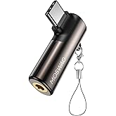 MOSWAG USB C to 3.5 mm Headphone Adapter, DAC Type C Headphones USBC to Aux Adapter 90 Degree Angle, Compatible with Samsung 