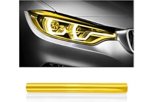 GTLM 120x30cm Zuschneidbar & Dehnbar Scheinwerfer Folie,Scheinwerfer-Rücklicht-Nebelscheinwerfer Vivid Tönungsfolie,Selbstklebende Tönungsfolie Auto für Auto Deko (Gelb)