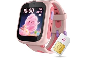 TCL MT48X Smartwatch för barn, kosmisk rosa, GPS, -samtal, nödknapp, 5 ATM vattentät, med Telekom SIM-kort och Amazon-k