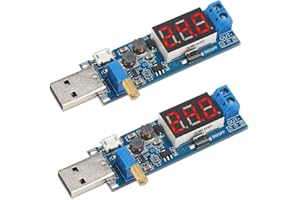AOICRIE DC-DC USB Input Converter Board - Buck Boost Voltage Regulator Module, 3.5~12V Input, Adjustable Output 1.2-24V (3.3V, 9V, 12V, 24V), Digital Display, Step Up/Down, Pack of 2
