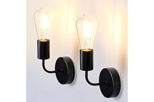 TYhogar Apliques de Pared Interior 2 Piezas, Lámpara de pared Industrial, Lámpara hierro E27 bombilla no contiene, Apliques De Pared Vintage para Dormitorio Sala Decoración, Bares, Cafés Y Hoteles