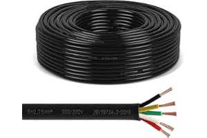 AOHEWEI Cavo per rimorchio a 5 conduttori 12V 24V Cavo per automobilistico, Cavo elettrico rotondo a parete sottile 5x0,75 mm² per collegamento di luci a LED, roulotte, camion, cavo di traino