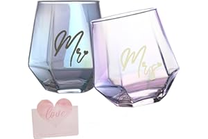 Yalucky Cadeau Mariage Verres à Vin Mr Right et Mrs Always Right Cadeaux Anniversaire Mariage Cadeaux De Fiançailles Personnalisé Idee Cadeau Couple Saint Valentin Noel Femme Homme