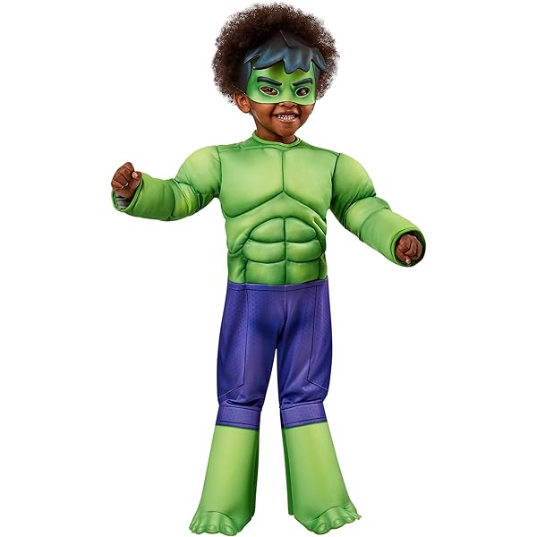 Rubies Hulk Deluxe Kinderkostuum Met Gevoerde Borst, Overtrek En Masker Officieel Marvel Kostuum Voor Carnaval Kerstmis Verjaardag Feest Halloween 751608598