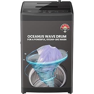Haier 8 Kg 5 Star Fully Automatic Top Load Washing Machine with Oceanus Wave Drum, Magic Filter, 8 Wash Programs (ETL80-AES5, Brown Grey, Stainless St
