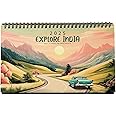 Explore India Desk Calendar 2025 | The Spring Palette |350 GSM | Travel Themed | Contains Sticker Sheet | Gold Wiro | Notes, scheduling and planning