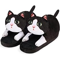 Thigies Kattenpantoffels voor dames, wollig, warm, antislip