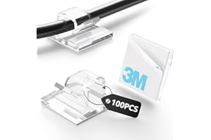 Tesmax 100 Stück Kabelhalter Selbstklebend,Kabelclips Selbstklebend für Kabelmanagement Kabel Organizer Kabelklemmen, Kabelbefestigung Kabelhaken Draht Halter Lichterkette(Transparent)
