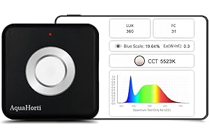 AquaHorti AH-300 Light Meter,Test LED Spectrum,CCT,LUX,Foot Candle,Blue Light Meter,LUX Distribution, Data Exported as a CSV File.