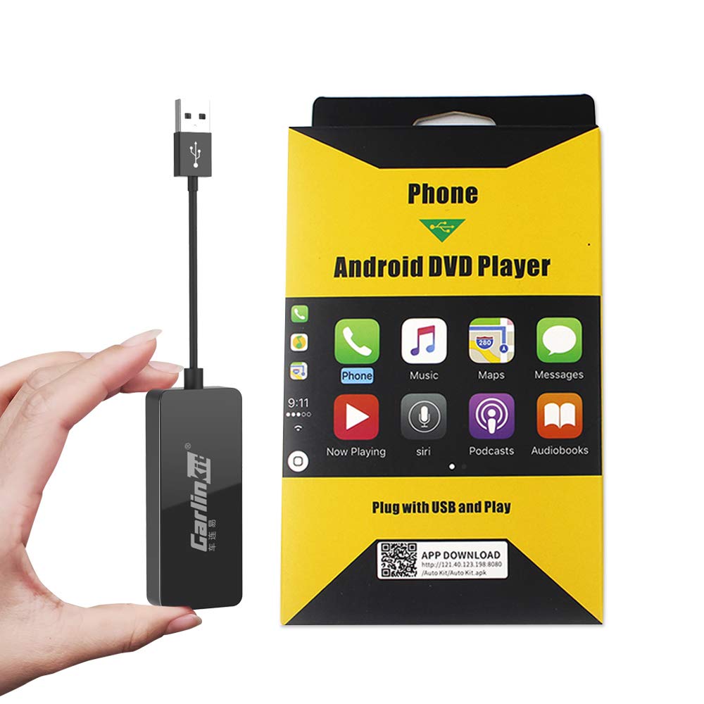 CarlinKit Wired CarPlay Dongle Android Auto for Car Radio with Android System Version 4.4.2 and Above, Install The AutoKit App in The Car System, Dongle Connect The Car's AutoKit App to get CarPlay