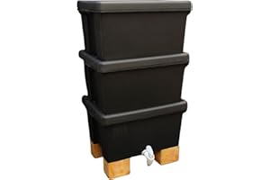 URBAN GREEN CLUB Lombricompostera Pro, Vermicompostera, Compostera 48L, 100% Plástico Reciclado de Alto Impacto (3 Compartimentos) Compostaje doméstico