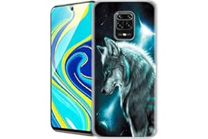 Yoedge Funda para Xiaomi Redmi Note 9 Pro / 9S, Cárcasa Silicona Transparente con Dibujos Antigolpes Animados Suave Diseño Patrón Mármol TPU Case para Movil Redmi Note 9 Pro (Lobo)