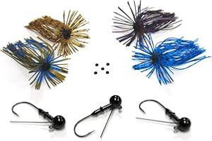 HARMONY FISHING COMPANY Harmony Fishing - Tungsten Resin Finesse Jigs (Modular Skirt Kit - 3 Finesse Jigs, 4 Skirts, 5 Bait Pegs)