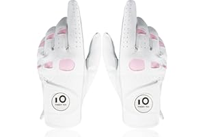 FINGER TEN Gants de Golf en Cuir pour Femme avec marqueur de Balle - Prise en Main supplémentaire - pour Main Gauche et Droite - Rose - Taille S, M, L et XL