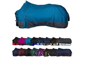 RL24 - Winterdecke Weidedecke 600D Basicline – atmungsaktive, Wind- & wasserdichte Outdoordecke mit Innenfutter & Kreuzbegurtung – Pferdedecke in Petrol/Graphit – 145cm (100g/m² Füllung)