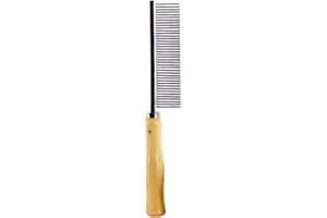 ANIGOOD PET Grooming Comb Metal Double And Single Row Wooden Handle For Dogs Cats | Professional Deshedding Dematting Pet Supplies (Single Row)