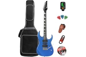 BULLFIGHTER Guitarra eléctrica para adultos, principiante, guitarra, rock, guitarra, profesional, para hombres y mujeres (azul)