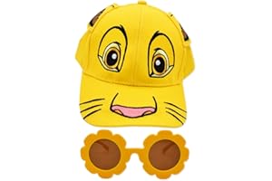 NTEVXZ 2pcs Re Leone Berretto da Baseball Ragazze, Occhiali da Sole Bambino, Berretto da Baseball Estivo Cappellino Visiera Regolabile, Cappello con Visiera per Bambino