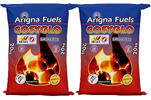 WARMA 20kg & 40kg CosyGlo Smokeless Coal - High Heat Output & Low Ash Fuel - For Open Fires Multi-Purpose Stoves Fire Burner Boilers - 2 x 20kg