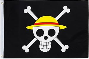 PHENO FLAGS Bandera de la Banda Pirata del Sombrero de Paja 90x60cm - bandera anime de la banda de Monkey D. Ruff