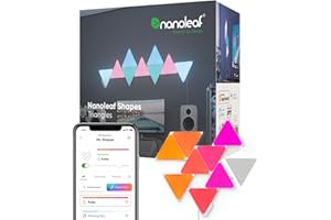 Nanoleaf Shapes Triangle Starter Kit, 9 Smart Light Panels LED RGBW - Modular Wi-Fi Colour Changing Wall Lights, Works with Alexa Google Assistant Apple Homekit, for Room Decor & Gaming
