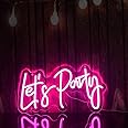 DON'T JUDGE ME Let's Party Neon Signs Light LED Art Decorative Sign - for Wall Decor, Home Restaurants, Wedding Birthday Party D?cor, Bar D?cor, Mini Bar, House Party, Size (12 x 24 inches)