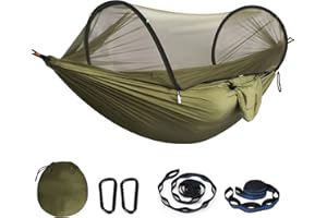 LIFE INNOVATION Hamaca Ultraligera con Red antimosquitos 260 x 140 cm, Doble Nailon Tipo paracaídas, Resistente hasta 300 Libras, Camping, jardín y Actividades al Aire Libre.
