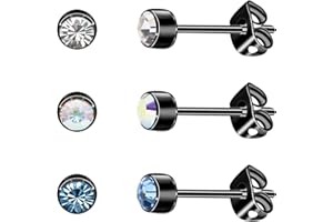 ARTSKIN Kolczyki damskie z tytanu, dla dziewcząt, hipoalergiczne, kryształowe, 4 mm, 5 mm, srebrne/czarne/różowe złoto/pozłacane kolczyki