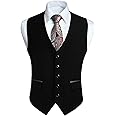 HISDERN Men's Suit Vest Business Suit Vests for Men Formal Slim Fit Solid Wedding Dress Waistcoat for V-Neck Tuxedo Vest