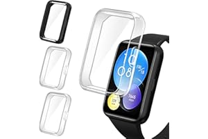 ivoler 3 sztuki etui z folią ochronną do Huawei Watch Fit 2, pełne pokrycie, odporne na uderzenia i zarysowania, ultracienkie, miękkie etui ochronne z termoplastycznego poliuretanu (TPU), 2