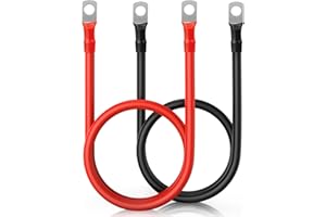 anshuke câbles d'onduleur de Batterie 2pcs 50cm, câble de Batterie Automatique 16mm² 5AWG 12V avec cosses à Anneau Fil de cuivre pour Camion, Auto, Moto, Camping-Car, Marine, Solaire M8