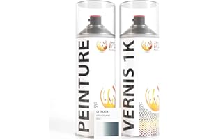 ipixline Kit Retouche Peinture Carrosserie Voiture - Bombe Aérosol Peinture Auto 400 ml, Vernis Brillant 1k 400 ml - Compatible avec Citroen - Gris Iceland EYLC