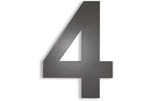 KTC-HOME - PREMIUM Hausnummer Eisenglimmer inkl. Montagematerial - pulverbeschichtet - Arial - Höhe 20 cm - DB 703 - rostfrei & wetterfestes Hausnummernschild - Hausnummer 4 -